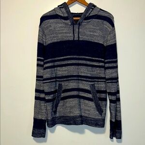 Men’s Lucky Brand striped pullover hoodie pocket top size Medium